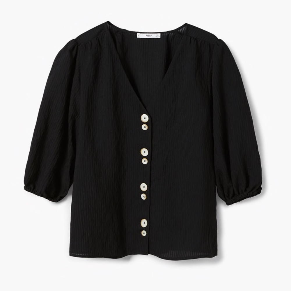 Mango Button Front Summer Blouse - Picture 3 of 8